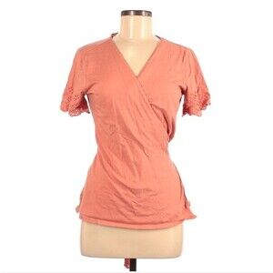 Sundance Summer Breeze Eyelet Wrap Top - Terracotta - Size Medium
